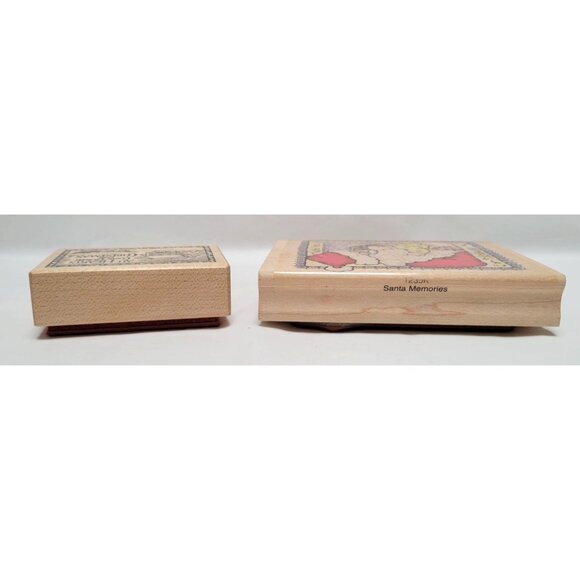 Lot of 4 Christmas Rubber Stamps Christmas Cottage Wish Hearts Santa Memories - Picture 8 of 8